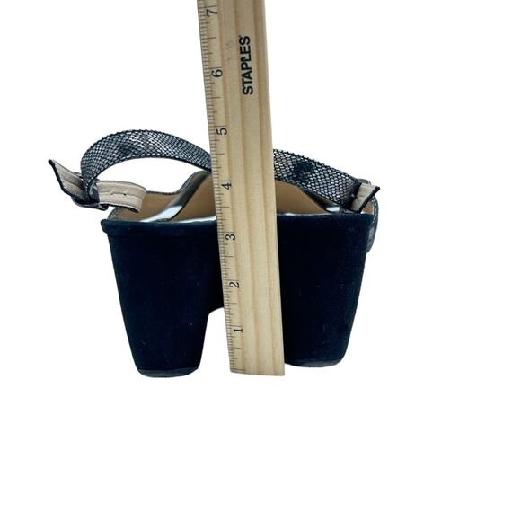 Amalfi Platform Sandals Womens Size 8.5 Silver Black Snakeskin Reptile Y2K Edgy - Picture 6 of 6